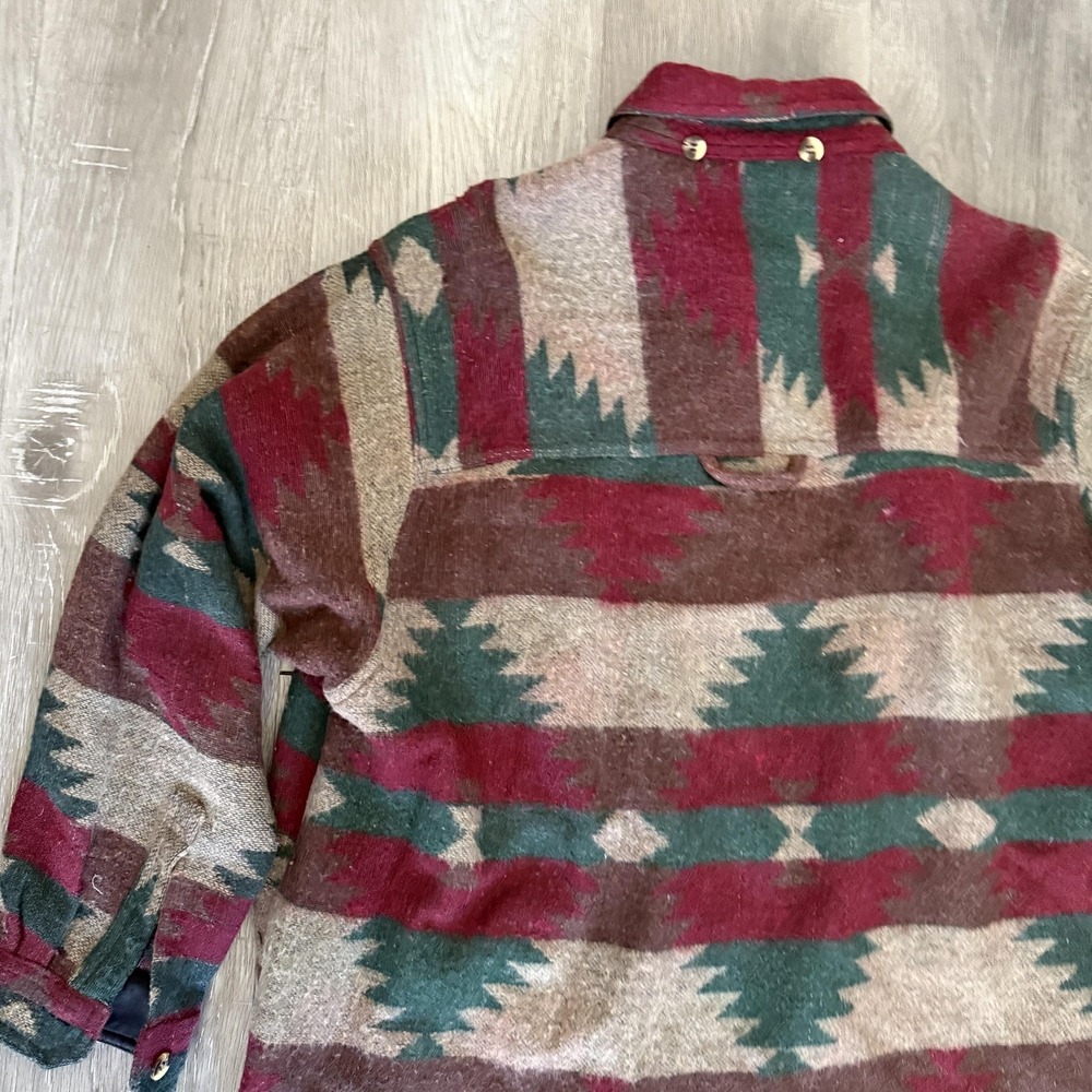 Vintage Paragraff Shirt Mens Small Aztec Southwest Wool Blend Button Up 90s - Picture 10 of 13